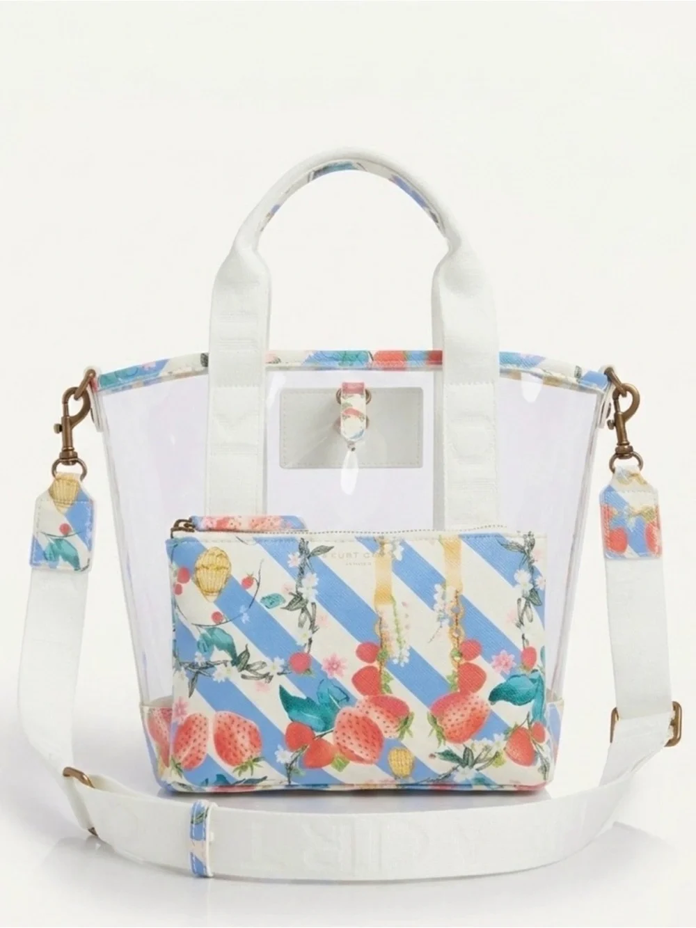 NWT Kurt Geiger London Small Hampstead Clear Vinyl Tote Bag 3-Piece Set.